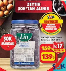LİO YAĞLI SİYAH ZEYTİN SALAMURA 1 KG fiyat ve kampanya bilgisi